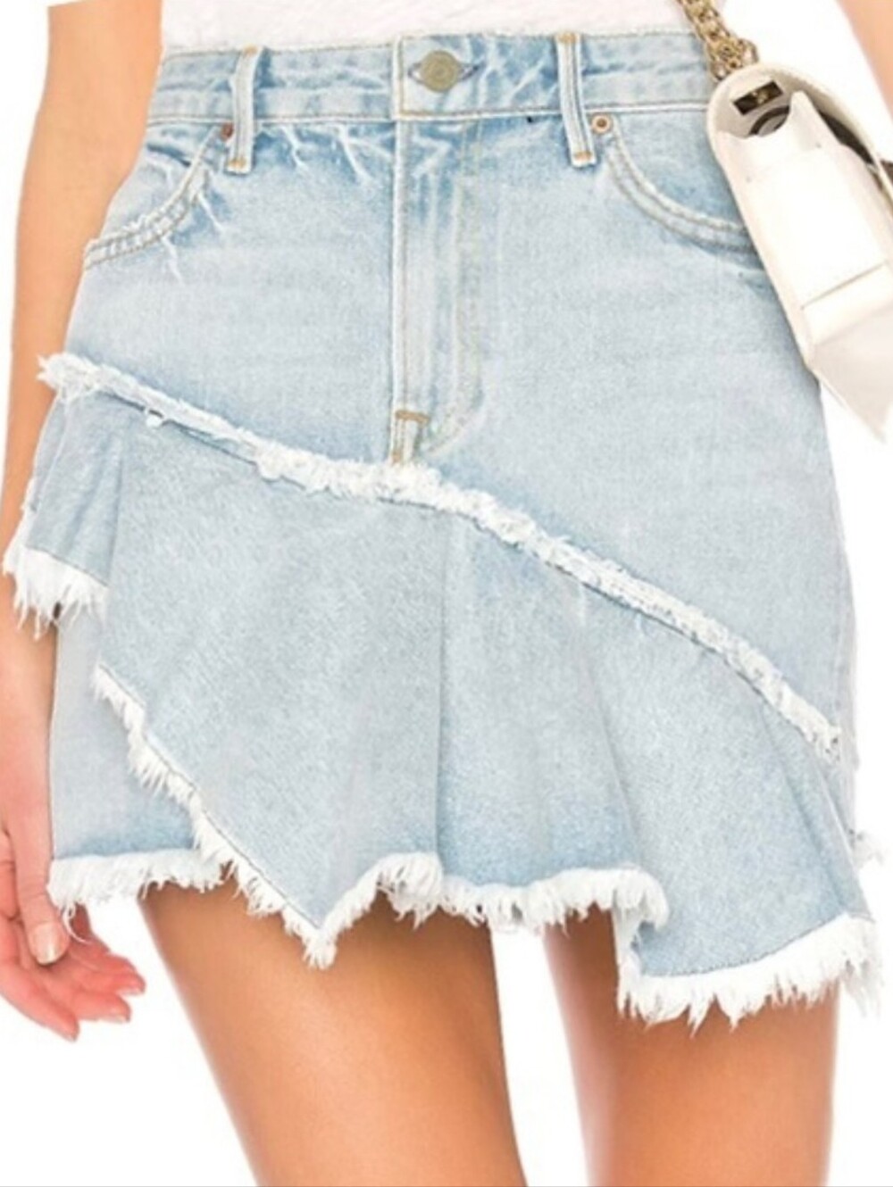 GRLFRND Skirt Women's 27 Giselle Lucca Ruffle Denim